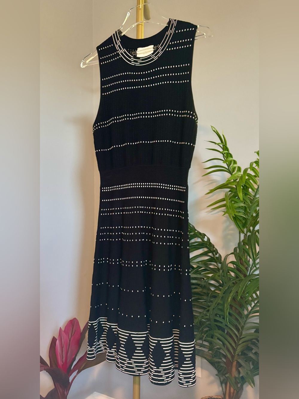 kate spade Black Midi Dress with White Accent Pattern - Picture 3 of 15